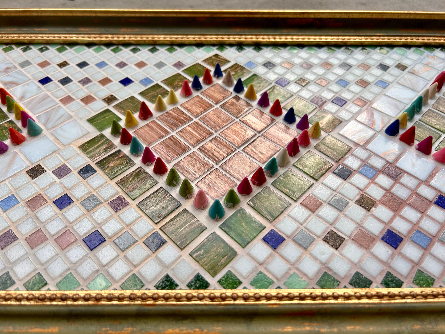 Geometric Mosaic Art: Symmetric Serenity, 3D Elements, Handmade Framed Wall Decor, Unique Decorative Gift for a Modern Home, symmetrical design, geometric patterns, unique piece of art, high-quality art, artistic gift, meditation, timeless beauty